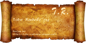 Tohr Radvány névjegykártya